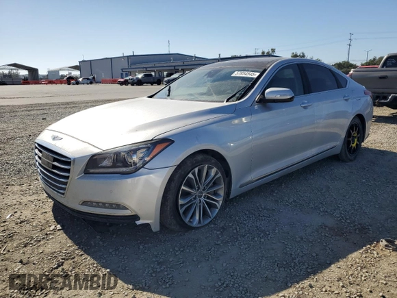 2017 Genesis G80 3.8L with VIN KMHGN4JE9HU175543, listed as a Copart auction lot 57854545 with 75,121 mi miles and Salvage title. Bid and sale history available at DreamBid. Image 1.