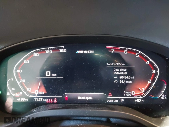 2020 BMW X3 M40i with VIN 5UXTY9C00L9B70494, listed as a IAAI auction lot 41596431 with 57,127 mi miles and . Bid and sale history available at DreamBid. Image 7.