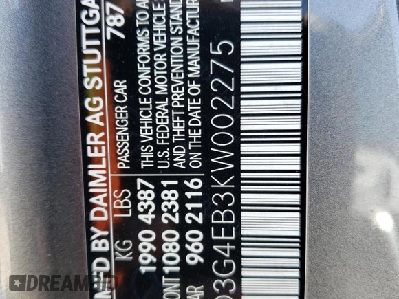 2019 Mercedes-Benz A 220 with VIN WDD3G4EB3KW002275, listed as a Copart auction lot 49252875 with 125,976 mi miles and Clean Title. Bid and sale history available at DreamBid. Image 12.