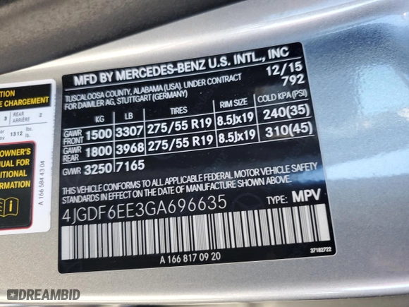 2016 Mercedes-Benz GL with VIN 4JGDF6EE3GA696635, listed as a Copart auction lot 88539985 with NaN miles and Salvage Title. Bid and sale history available at carsss.com. Image 13.
