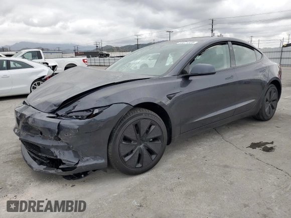 2025 Tesla Model 3 Long Range with VIN 5YJ3E1EA9SF966602, listed as a Copart auction lot 53571325 with 1,382 mi miles and Salvage title. Bid and sale history available at DreamBid. Image 1.