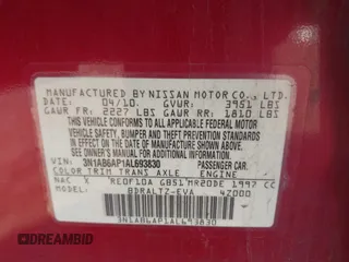 2010 Nissan Sentra S with VIN 3N1AB6AP1AL693830, listed as a IAAI auction lot 42154144 with 97,477 mi miles and . Bid and sale history available at carsss.com. Image 9.