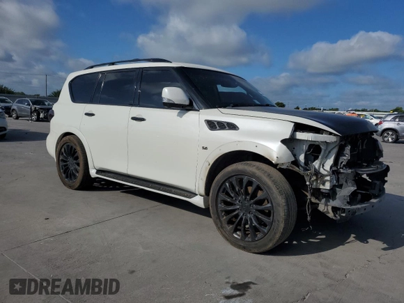 2015 Infiniti QX80 with VIN JN8AZ2NF4F9574399, listed as a Copart auction lot 59489634 with 0 mi miles and Salvage Title. Bid and sale history available at carsss.com. Image 4.