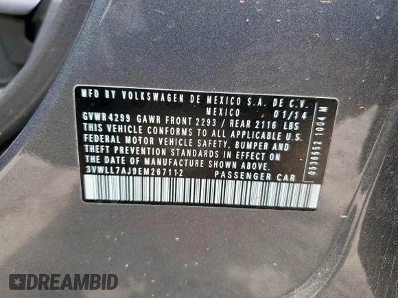 2014 Volkswagen Jetta TDI w/Premium with VIN 3VWLL7AJ9EM267112, listed as a Copart auction lot 58163545 with 106,367 mi miles and Clean title. Bid and sale history available at DreamBid. Image 12.