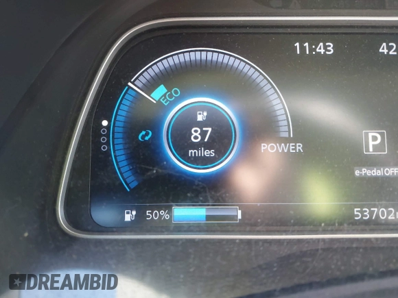 2019 Nissan LEAF SL Plus with VIN 1N4BZ1CP3KC320319, listed as a IAAI auction lot 41467513 with 53,702 mi miles and . Bid and sale history available at DreamBid. Image 17.
