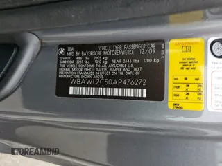 2010 BMW 3 Series 335i with VIN WBAWL7C50AP476272, listed as a Copart auction lot 74719554 with 77,117 mi miles and Salvage Title. Bid and sale history available at carsss.com. Image 12.