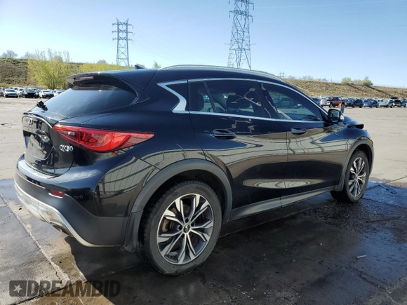 2017 Infiniti QX30 Premium with VIN SJKCH5CR0HA026923, listed as a Copart auction lot 55284585 with 114,868 mi miles and Salvage title. Bid and sale history available at DreamBid. Image 3.