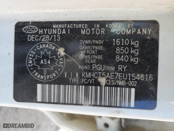 2014 Hyundai Accent GS with VIN KMHCT5AE7EU154616, listed as a Copart auction lot 51067035 with 243,524 mi miles and Clean Title. Bid and sale history available at carsss.com. Image 13.