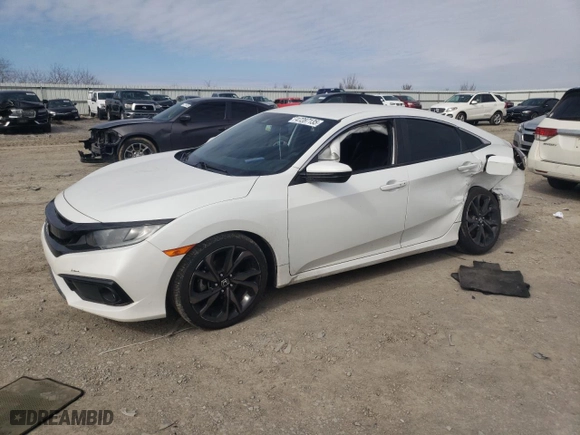 2019 Honda Civic Sedan Sport with VIN 19XFC2F84KE049982, listed as a Copart auction lot 47287135 with 90,691 mi miles and Salvage Title. Bid and sale history available at carsss.com. Image 1.