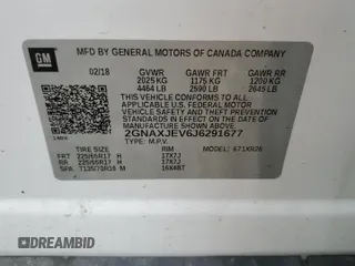 2018 Chevrolet Equinox LT with VIN 2GNAXJEV6J6291677, listed as a Copart auction lot 55017845 with 82,034 mi miles and Salvage Title. Bid and sale history available at DreamBid. Image 13.