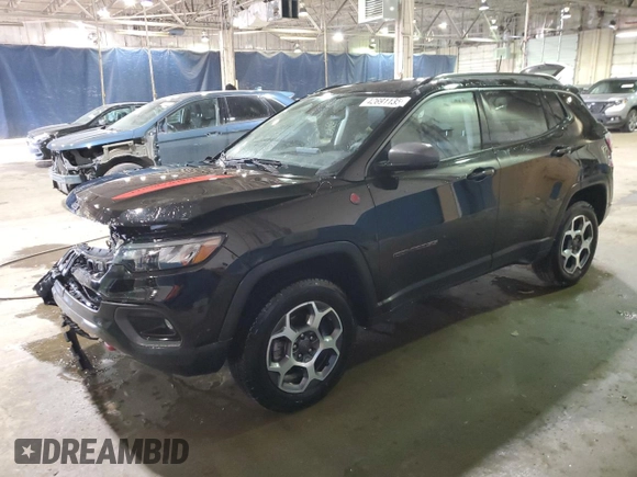 2022 Jeep Compass Trailhawk z VIN 3C4NJDDB3NT163497, wystawiony jako Copart lot #42691135 z przebiegiem 19 450 mil mil oraz Szkoda całkowita • Salvage title. Historia ofert i sprzedaży dostępna na DreamBid. Obrazek 1.