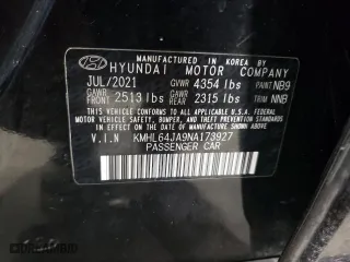 2022 Hyundai Sonata SEL with VIN KMHL64JA9NA173927, listed as a Copart auction lot 46464105 with 45,399 mi miles and Salvage Title. Bid and sale history available at carsss.com. Image 12.
