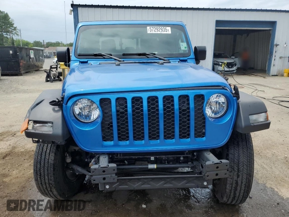 2023 Jeep Gladiator Sport S with VIN 1C6HJTAG3PL593284, listed as a Copart auction lot 57292935 with Not provided miles and Salvage title. Bid and sale history available at DreamBid. Image 5.