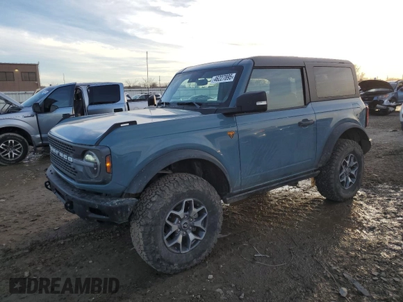 2023 Ford Bronco with VIN 1FMDE5CP6PLB92831, listed as a Copart auction lot 46227895 with 19,065 mi miles and Salvage Title. Bid and sale history available at carsss.com. Image 1.