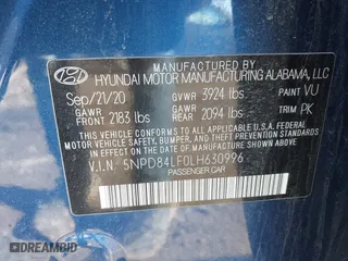 2020 Hyundai Elantra Value Edition with VIN 5NPD84LF0LH630996, listed as a IAAI auction lot 41566447 with 37,017 mi miles. Bid and sale history available at carsss.com. Image 9.