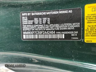 2015 MINI Hardtop S with VIN WMWXP7C59F2A42464, listed as a Copart auction lot 52101705 with Not Provided miles and Salvage Title. Bid and sale history available at DreamBid. Image 12.