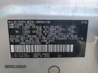 2007 Toyota RAV4 Limited with VIN JTMBK31V975022283, listed as a Copart auction lot 54124325 with 266,923 mi miles and Non Repairable. Bid and sale history available at carsss.com. Image 13.