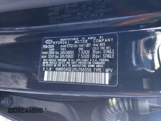 2024 Hyundai Palisade Limited z VIN KM8R54GE2RU766556, wystawiony jako Copart lot #86715074 z przebiegiem 10 959 mil mil oraz Szkody całkowita. Historia ofert i sprzedaży dostępna na DreamBid. Obrazek 15.