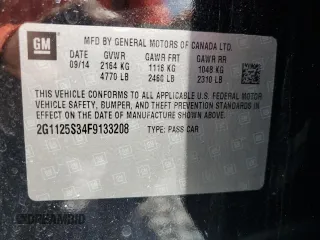 2015 Chevrolet Impala LT with VIN 2G1125S34F9133208, listed as a Copart auction lot 60627725 with 53,373 mi miles and Salvage title. Bid and sale history available at DreamBid. Image 13.
