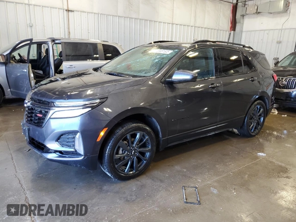 2022 Chevrolet Equinox RS with VIN 3GNAXWEV5NS186231, listed as a Copart auction lot 55881605 with 21,840 mi miles and Salvage title. Bid and sale history available at DreamBid. Image 1.