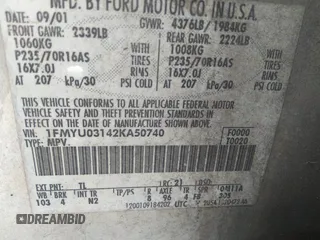 2002 Ford Escape XLT Choice с VIN 1FMYU03142KA50740, выставлен на аукционе IAAI как лот 42468039 с пробегом 206 856 миль миль и . История ставок и продаж доступна на DreamBid. Изображение 9.