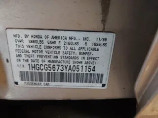 2000 Honda Accord SE с VIN 1HGCG5673YA051154, выставлен на аукционе IAAI как лот 41382000 с пробегом 272 554 миль миль и . История ставок и продаж доступна на DreamBid. Изображение 9.