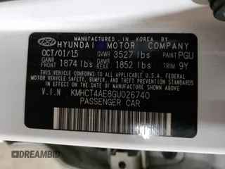 2016 Hyundai Accent SE with VIN KMHCT4AE8GU026740, listed as a Copart auction lot 68616972 with 44,726 mi miles. Bid and sale history available at carsss.com. Image 12.
