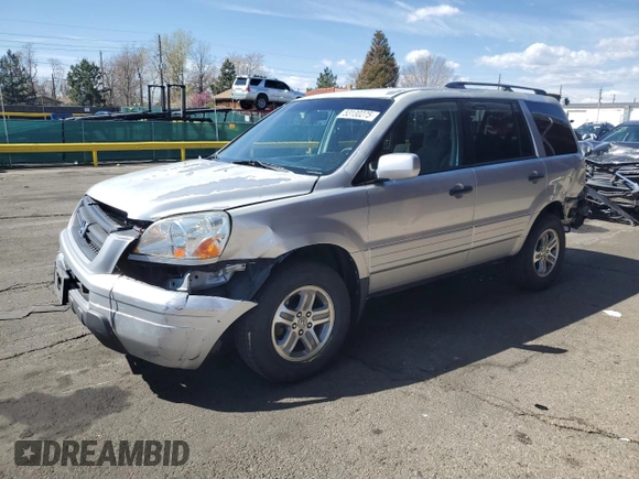 2005 Honda Pilot EX with VIN 5FNYF18445B052433, listed as a Copart auction lot 53130275 with 209,053 mi miles and Salvage Title. Bid and sale history available at carsss.com. Image 1.