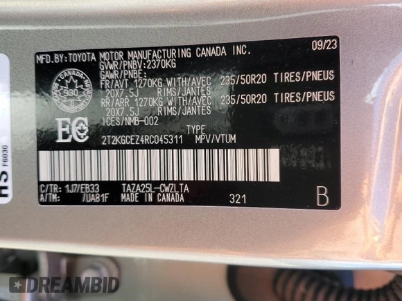2024 Lexus NX 350 F Sport with VIN 2T2KGCEZ4RC045311, listed as a Copart auction lot 57171755 with 20,349 mi miles and Clean title. Bid and sale history available at DreamBid. Image 14.