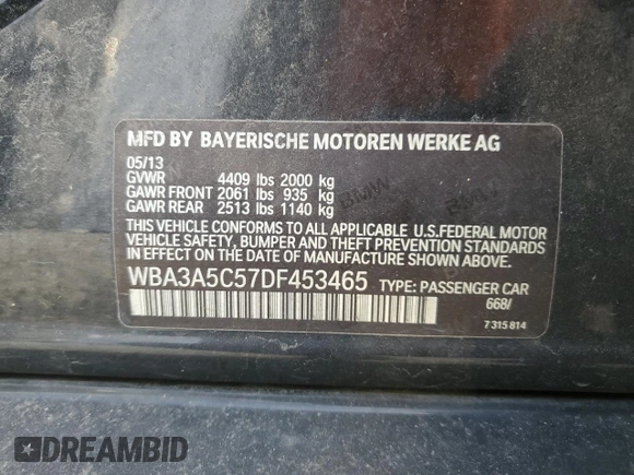 2013 BMW 3 Series 328i z VIN WBA3A5C57DF453465, wystawiony jako Copart lot #51005325 z przebiegiem 158 192 mil mil oraz Szkoda całkowita • Salvage title. Historia ofert i sprzedaży dostępna na DreamBid. Obrazek 12.