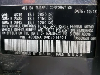 2019 Subaru Legacy Premium with VIN 4S3BNAF66K3014921, listed as a Copart auction lot 43322635 with 0 mi miles and Salvage Title. Bid and sale history available at carsss.com. Image 13.
