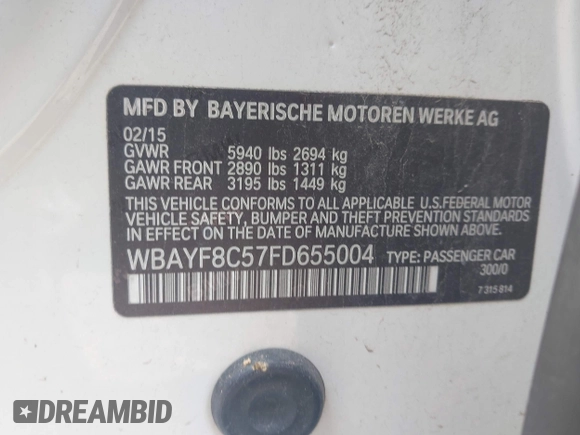 2015 BMW 7 Series 750Li xDrive with VIN WBAYF8C57FD655004, listed as a IAAI auction lot 42272205 with 77,677 mi miles and . Bid and sale history available at DreamBid. Image 9.