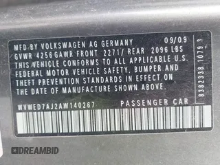 2010 Volkswagen GTI z VIN WVWED7AJ2AW140267, wystawiony jako IAAI lot #41923595 z przebiegiem 154 838 mil mil oraz . Historia ofert i sprzedaży dostępna na DreamBid. Obrazek 9.