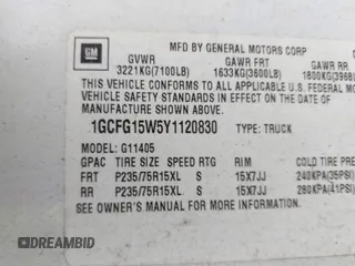 2000 Chevrolet City Express Cargo z VIN 1GCFG15W5Y1120830, wystawiony jako IAAI lot #42495576 z przebiegiem 266 346 mil mil oraz . Historia ofert i sprzedaży dostępna na DreamBid. Obrazek 9.