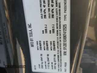 2019 Tesla Model 3 Mid Range with VIN 5YJ3E1EA9KF412525, listed as a Copart auction lot 48689825 with 134,768 mi miles and Salvage Title. Bid and sale history available at DreamBid. Image 14.