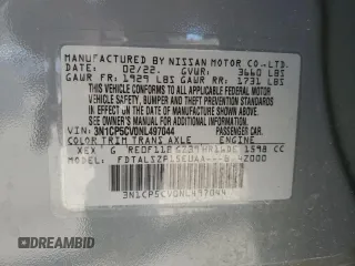 2022 Nissan Kicks SV with VIN 3N1CP5CV0NL497044, listed as a Copart auction lot 47895725 with 36,123 mi miles and Salvage Title. Bid and sale history available at carsss.com. Image 15.