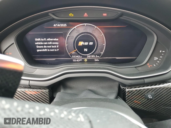 2019 Audi RS 5 Sportback z VIN WUABWCF50KA903230, wystawiony jako Copart lot #53133505 z przebiegiem 55 342 mil mil oraz Szkody całkowita. Historia ofert i sprzedaży dostępna na DreamBid. Obrazek 9.