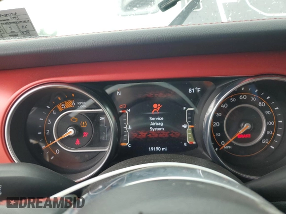 2023 Jeep Wrangler Rubicon with VIN 1C4JJXFM3PW585720, listed as a Copart auction lot 59776305 with 19,190 mi miles and Salvage title. Bid and sale history available at DreamBid. Image 9.