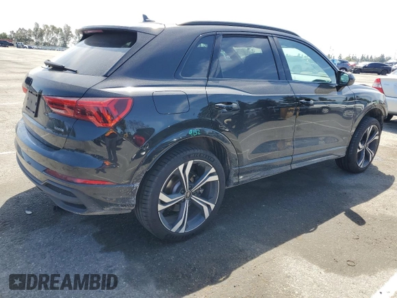 2023 Audi Q3 S line Premium Plus with VIN WA1EECF32P1119029, listed as a Copart auction lot 53853505 with 17,261 mi miles and Salvage title. Bid and sale history available at DreamBid. Image 3.