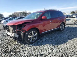 2015 Nissan Pathfinder SV with VIN 5N1AR2MN7FC669994, listed as a Copart auction lot 49634055 with 85,471 mi miles and Salvage Title. Bid and sale history available at carsss.com. Image 1.