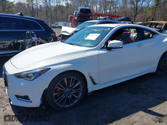 2017 Infiniti Q60 Red Sport 400 with VIN JN1FV7ELXHM701112, listed as a IAAI auction lot 41862580 with 89,385 mi miles and . Bid and sale history available at carsss.com. Image 17.
