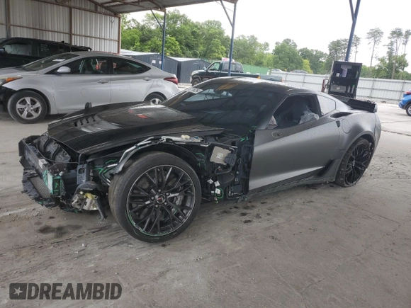 2015 Chevrolet Corvette Z06 3LZ with VIN 1G1YU2D69F5607553, listed as a Copart auction lot 58258254 with 0 mi miles and Salvage Title. Bid and sale history available at carsss.com. Image 1.