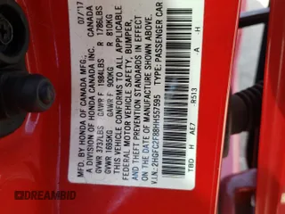 2017 Honda Civic EX with VIN 2HGFC2F88HH557595, listed as a Copart auction lot 50306945 with 68,607 mi miles and Salvage Title. Bid and sale history available at DreamBid. Image 13.