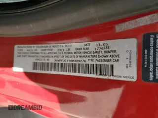 2006 Volkswagen Beetle with VIN 3VWPF31Y96M309276, listed as a Copart auction lot 56064684 with Not provided miles and Salvage title. Bid and sale history available at DreamBid. Image 12.