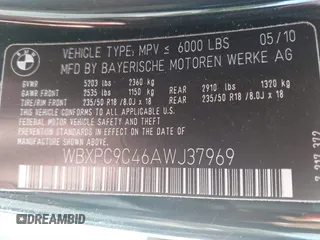 2010 BMW X3 xDrive30i with VIN WBXPC9C46AWJ37969, listed as a IAAI auction lot 41842715 with 128,729 mi miles. Bid and sale history available at carsss.com. Image 9.