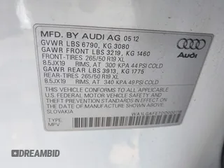 2013 Audi Q7 Premium Plus z VIN WA1LGAFE7DD000118, wystawiony jako IAAI lot #42061733 z przebiegiem 126 673 mil mil oraz . Historia ofert i sprzedaży dostępna na DreamBid. Obrazek 9.