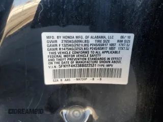 2011 Honda Pilot LX with VIN 5FNYF4H23BB022531, listed as a Copart auction lot 85998514 with 185,878 mi miles and Salvage Title. Bid and sale history available at DreamBid. Image 14.