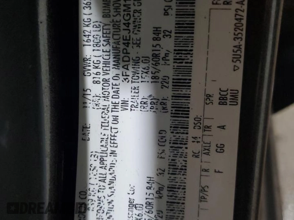2016 Ford Fiesta SE with VIN 3FADP4EJ4GM130348, listed as a Copart auction lot 51447945 with 26,495 mi miles and Salvage Title. Bid and sale history available at DreamBid. Image 12.