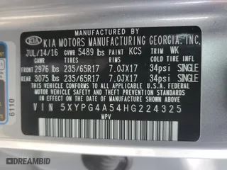 2017 Kia Sorento LX V6 with VIN 5XYPG4A54HG224325, listed as a Copart auction lot 51541545 with 222,222 mi miles and Clean Title. Bid and sale history available at carsss.com. Image 13.