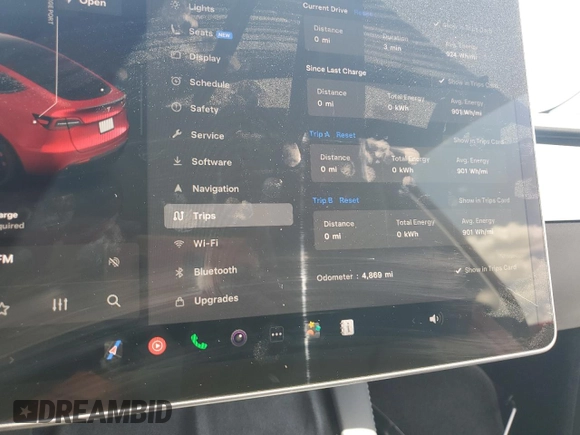 2024 Tesla Model Y Performance with VIN 7SAYGDEF1RF052175, listed as a Copart auction lot 51743895 with 4,869 mi miles and Salvage Title. Bid and sale history available at DreamBid. Image 9.